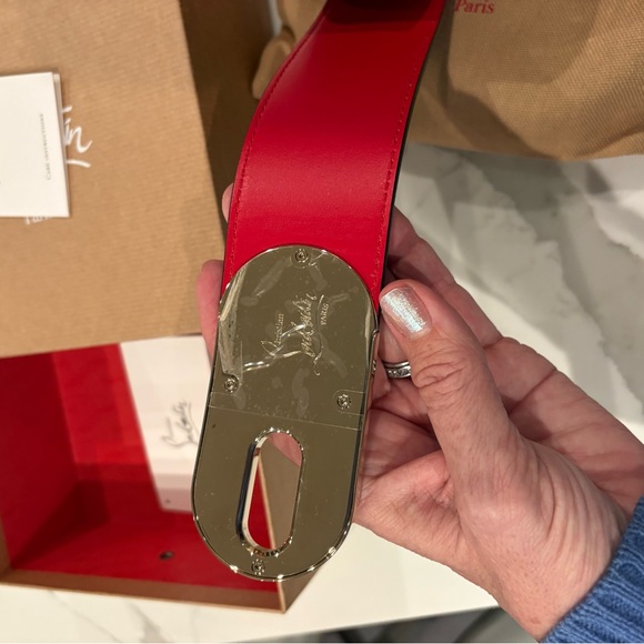 Christian Louboutin Black Belt with  Gold hardware New in Box - Picture 7 of 11